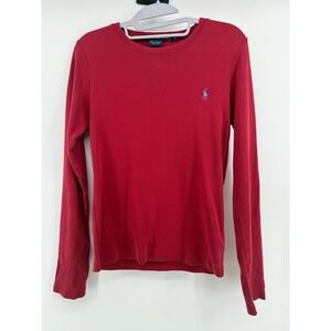 Ralph Lauren Sport Crew Neck Long Sleeve M Cotton Red Embroidered Logo Preppy